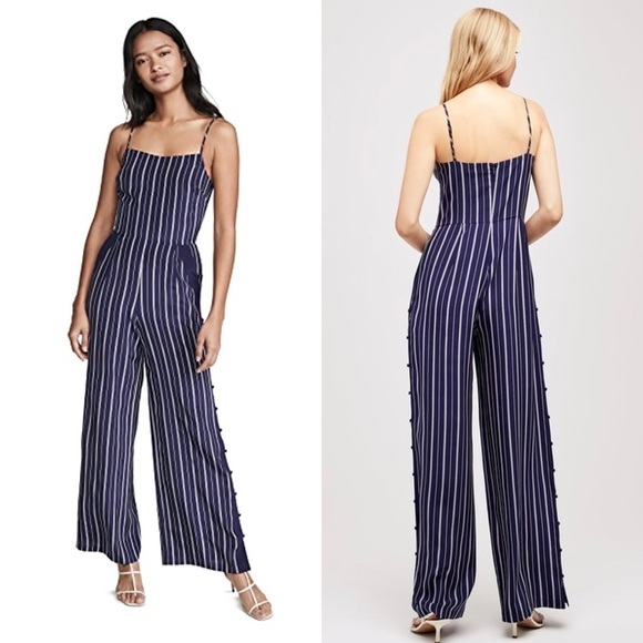 NWT L’AGENCE Silk Stripe Wide Leg Square Neck Sleeveless High Rise Jumpsuit XS - Picture 7 of 12